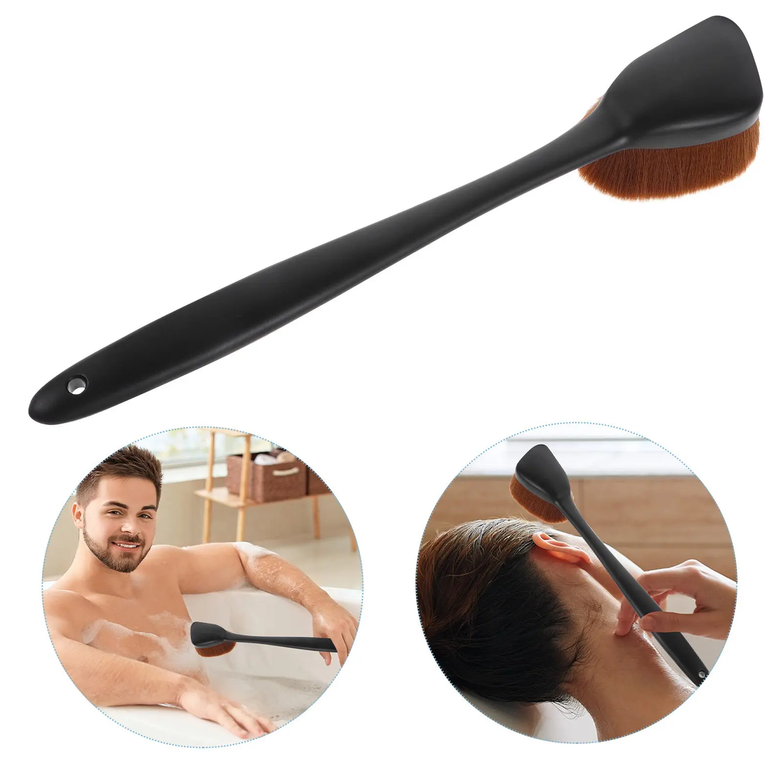 Long Handle Body Tanning Brush Extra Wide Head Soft Bristles for Back Self Tanner Application Body Moisturizer Cream Applicator