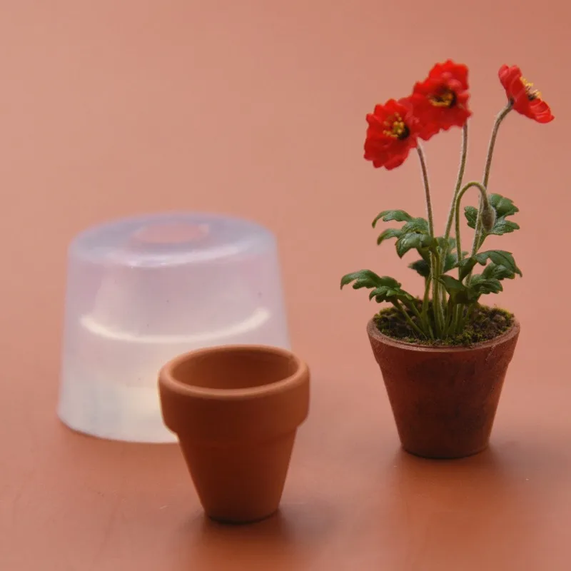 Miniature Clay Flowerpot Silicone Mold Handmade Diy Crystal Glue Food Toy Mini Simulation Flowerpot Quick Modeling Clay Tool