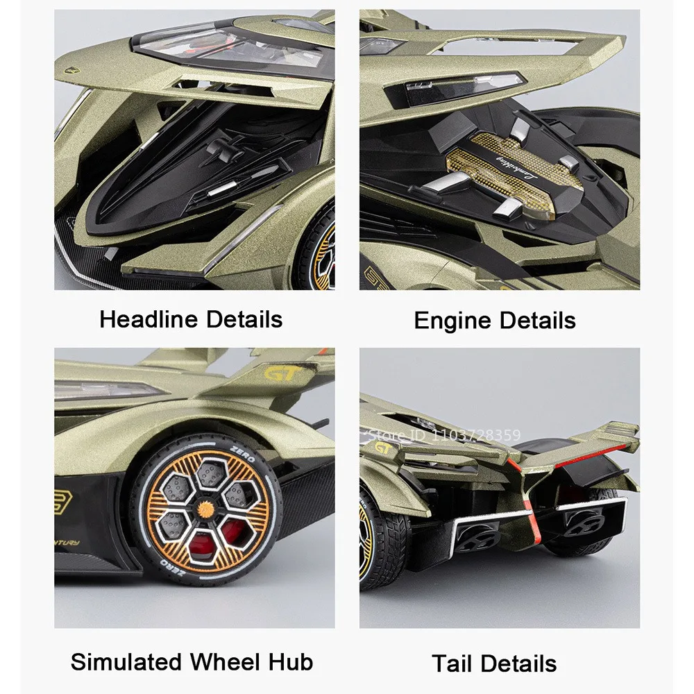 ✨   Mini carro esportivo em liga 1:24 |   Portas abertas + som-luz realista + zoom pull-back – Top presente infantil!