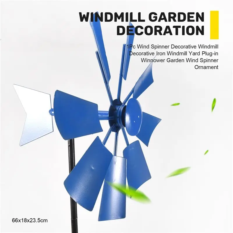 A96K-1Pc Wind Spinner Decorative Windmill Decorative Iron Windmill Yard Plug-In Winnower Garden Wind Spinner Ornament
