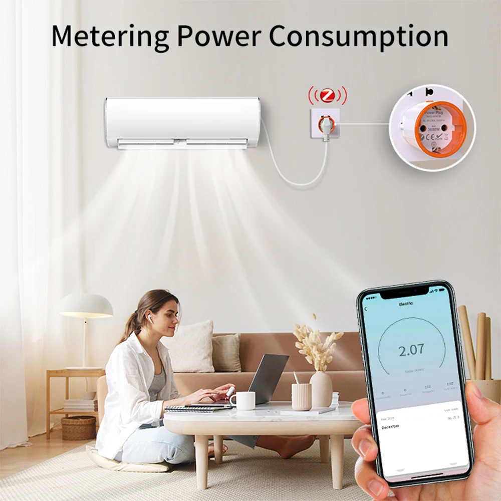 Tuya Smart Zigbee 3,0 Netzstecker 16A EU Steckdose 3680W Meter Fernbedienung Arbeit Mit Alexa Und Tuya Hub – Detail 9