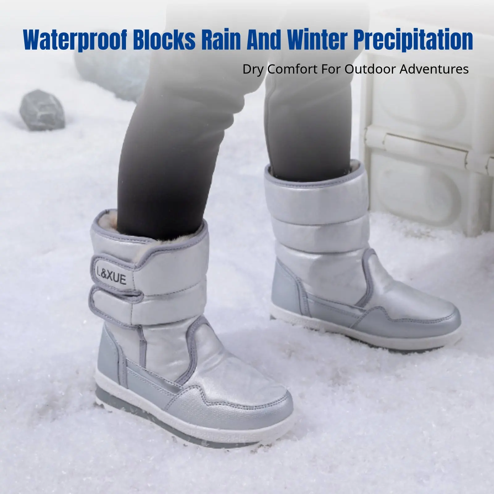 

Family Matching Mid-Calf Winter Boots, Thick Wool Lining, Waterproof, Anti-Slip, Warm Shoes for Women and Kids