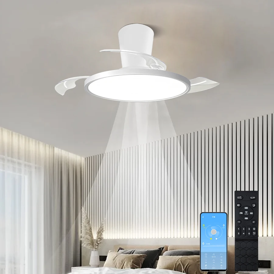Modern Ceiling Fan Light, New Type of Invisible Fan Blade, with DC Motor, Bedroom Remote Control, Dining Room Ceiling Fan Light