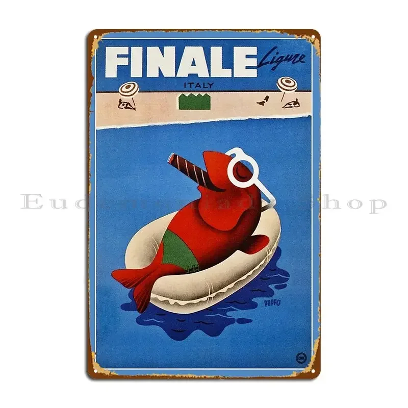 Vintage Retro Finale Cute Fish Italian Travel Ad Metal Sign Personalized Cinema Wall Decor Designing Plaques Tin Sign Poster