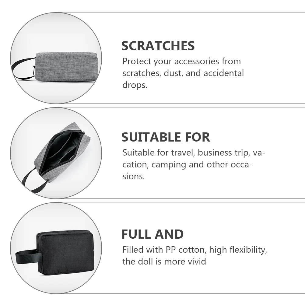 

2 pcs Digital Accessories Storage Bag Phone Organizer Portable Pouch Black Gray Travel Camping Dustproof Scratch Resistant