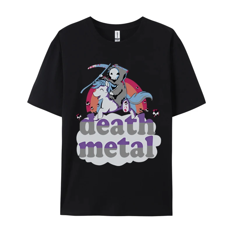 

Death Metal The Grim Reaper Riding A Unicorn Retro Vintage T Shirts Funny Print Tee Shirts Pure Cotton Male Tops