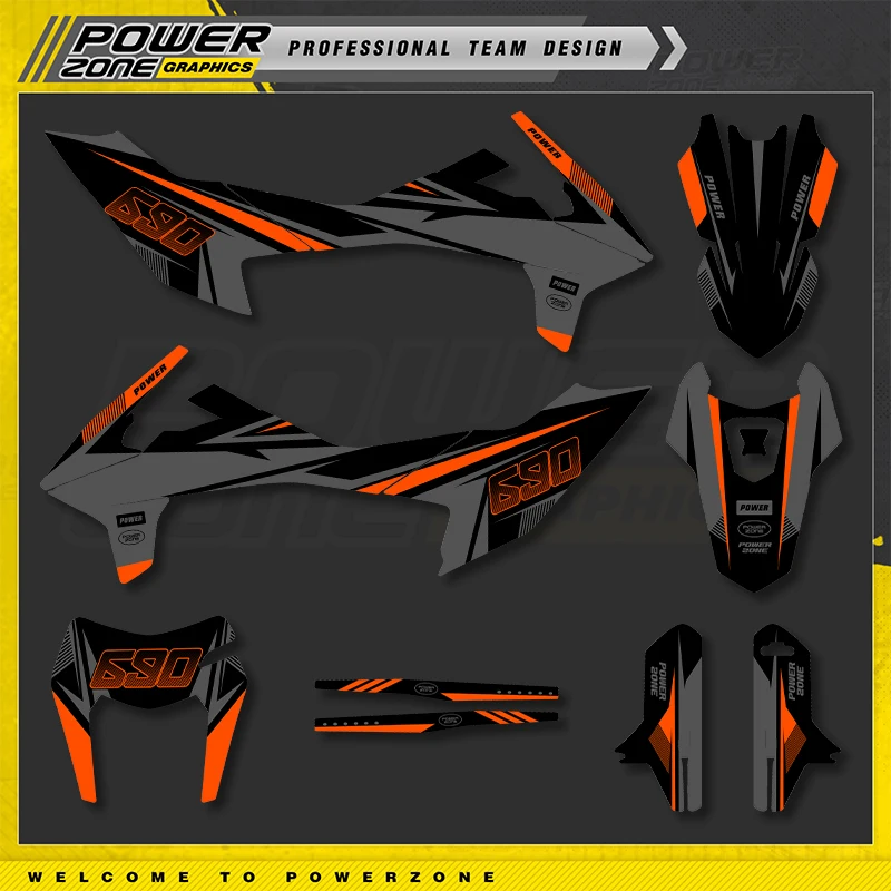 

PowerZone Custom Team Graphics Backgrounds Decals for 3M Stickers Kit For KTM 19-21 SMC-R 690 Motorcycle Custom Stickers