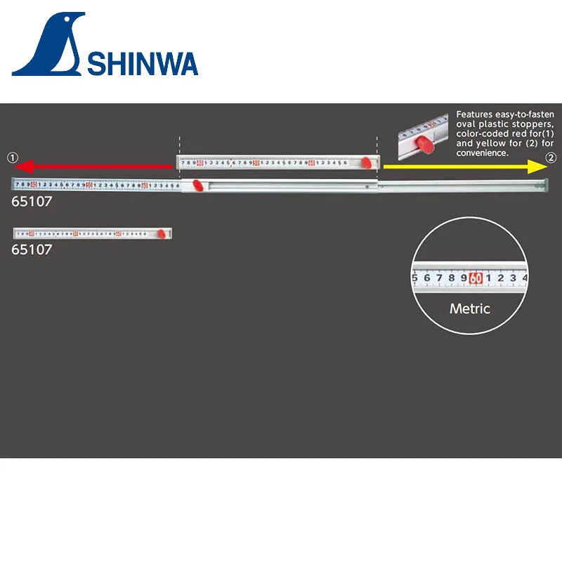 SHINWA Penguin 65107 Telescopic Measure Two Directions Metric Rule Easy Use for Inner Dimension Measurement Work Tool 1PCS