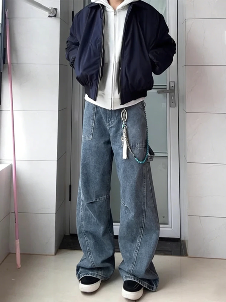 

Cleanfit Men's Straight Leg Jeans Bell Bot Workwear Trousers mid Waist Zipper Closure Casual Wear Resistant And Durable