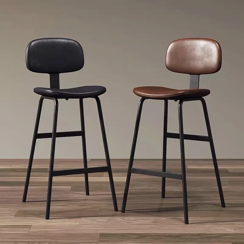 Nordic Home Bar Chairs High Elastic Sponge Backrest Seat Iron Art Baking Paint Counter Stool Versatile Scene Modern Furniture