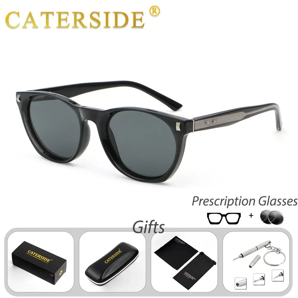 CATERSIDE Herren-Sonnenbrille mit runder Fassung und Federbügel-Design, verschreibungspflichtige Sonnenbrille, verschreibungspflichtige Damen-Fahrbrille – Detail 4