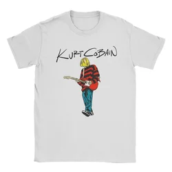 Men's Kurt Cobain Guitar T Shirts Rock-Nirvana 100% Cotton Tops Awesome Short Sleeve Round Collar Tees Original T-Shirt