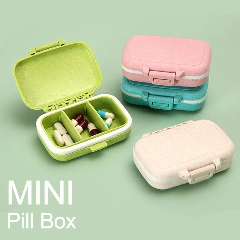

Mini Portable Pill Box Holder Storage Organizer Container Case Travel Medicine Tablet Wheat Straw Container for Medicines