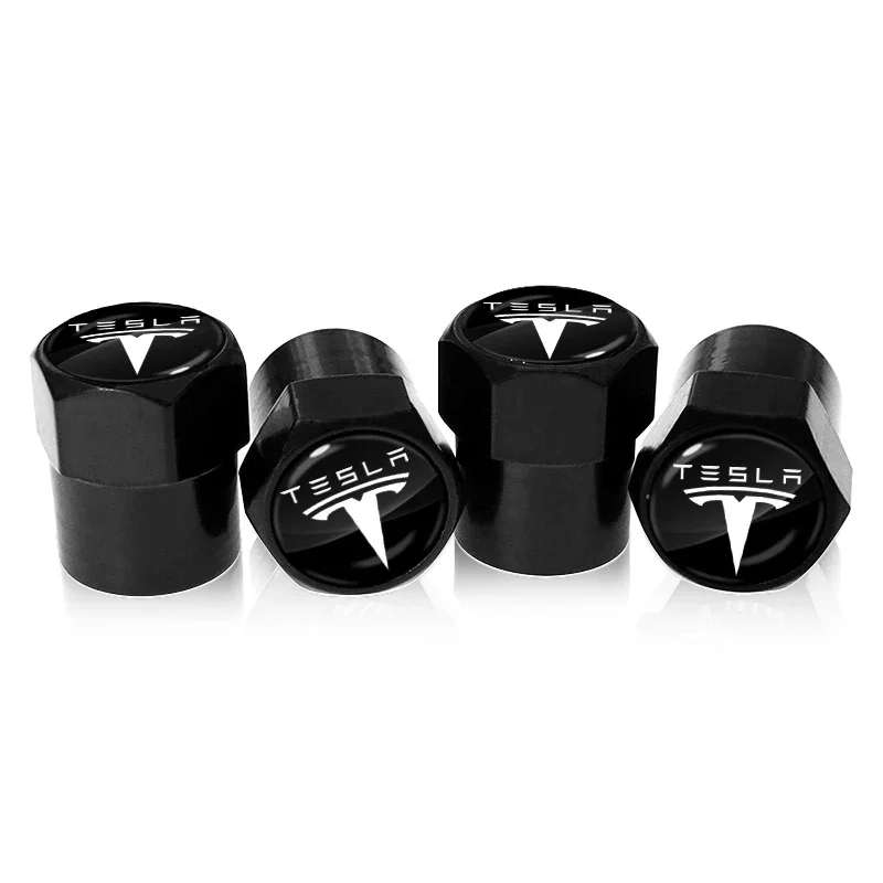 4Pc Car Tire Valve caps Emblem metal Cap Case accessories Car Styling For Tesla Model 3 2022 Y X S Cc3 Cybertruck 2021 Y Juguete