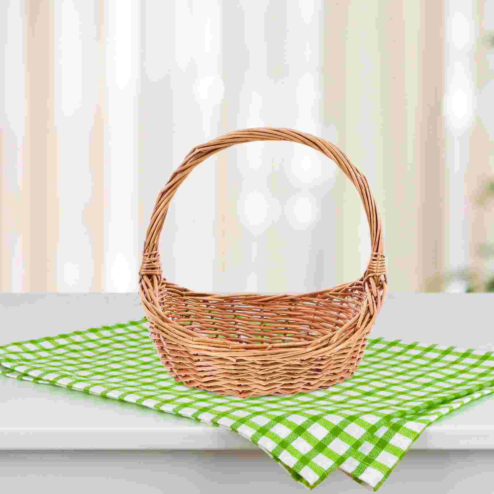 Picnic Basket Handheld Fruit Woven Delicate Grocery Camping Manual Wear-resistant Storage