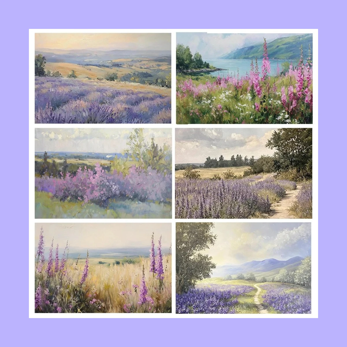 Mar de flores moradas en la brisa primaveral – Hermoso paisaje natural campestre, lienzo sin marco para decoración de sala de estar y dormitorio 2026