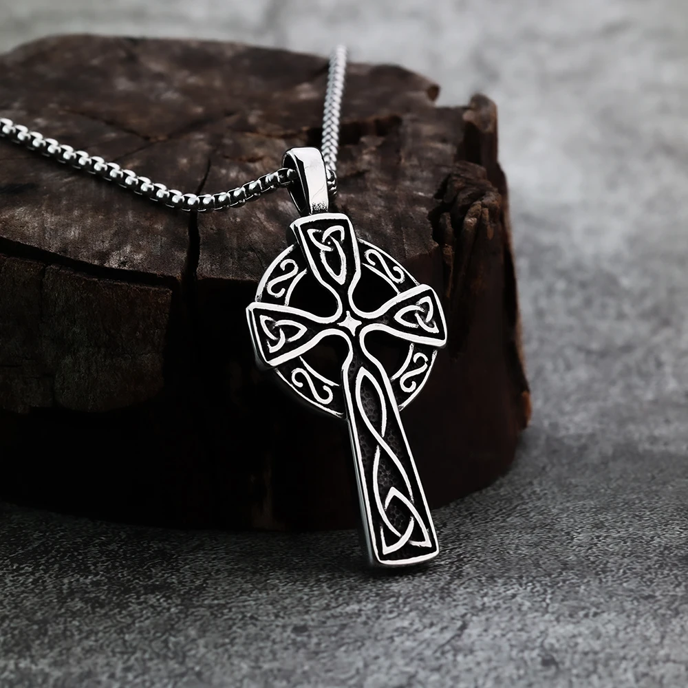 European and American Style Viking Anka Cross Celtic Knot Fashion Men's Pendant Necklace Festival Gift Jewelry