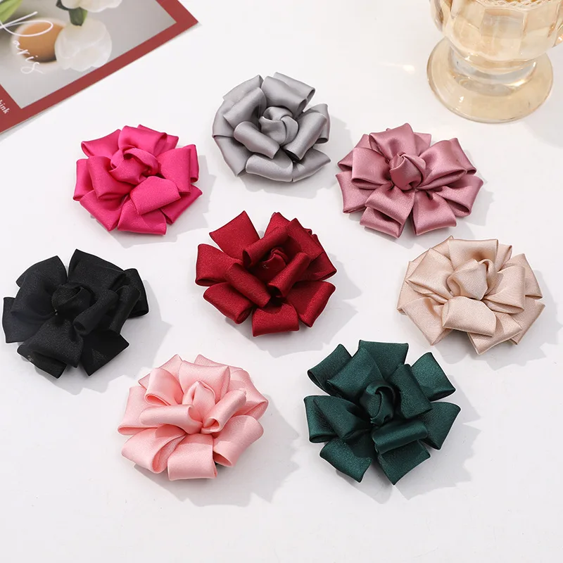 2pcs Romantic French satin fabric wedding fireworks gauze flowers DIY handmade and versatile hair clips hair accessor