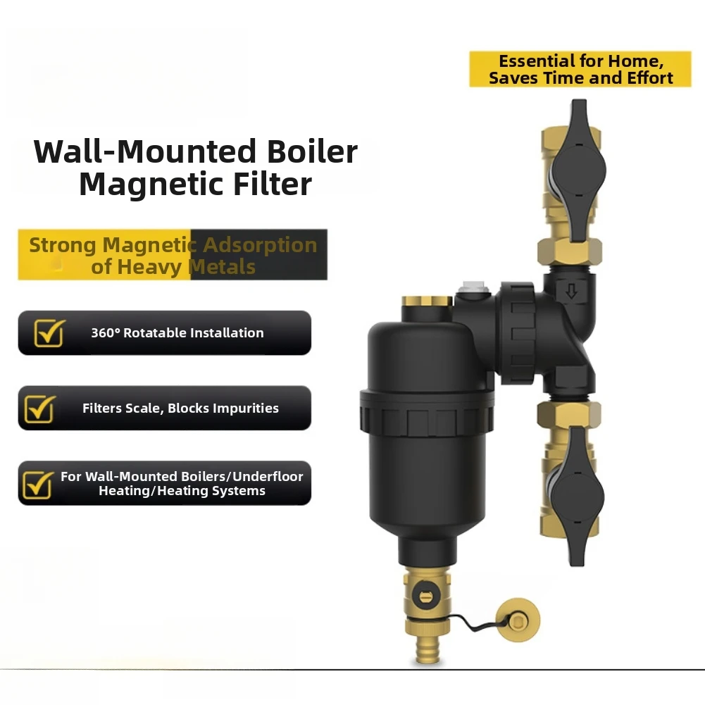 DN20/DN25 Magnetic Boiler Water Filter Pre-Filter With Removable Magnetic Ring And Copper Body For Underfloor Heating Systems