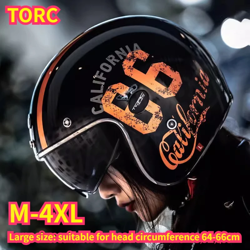 

Original TORC Carbon Fiber Retro Helmet Men and Women Motorcycle Half Helmet Extra Large Size 4XL Moto Safety Helmet