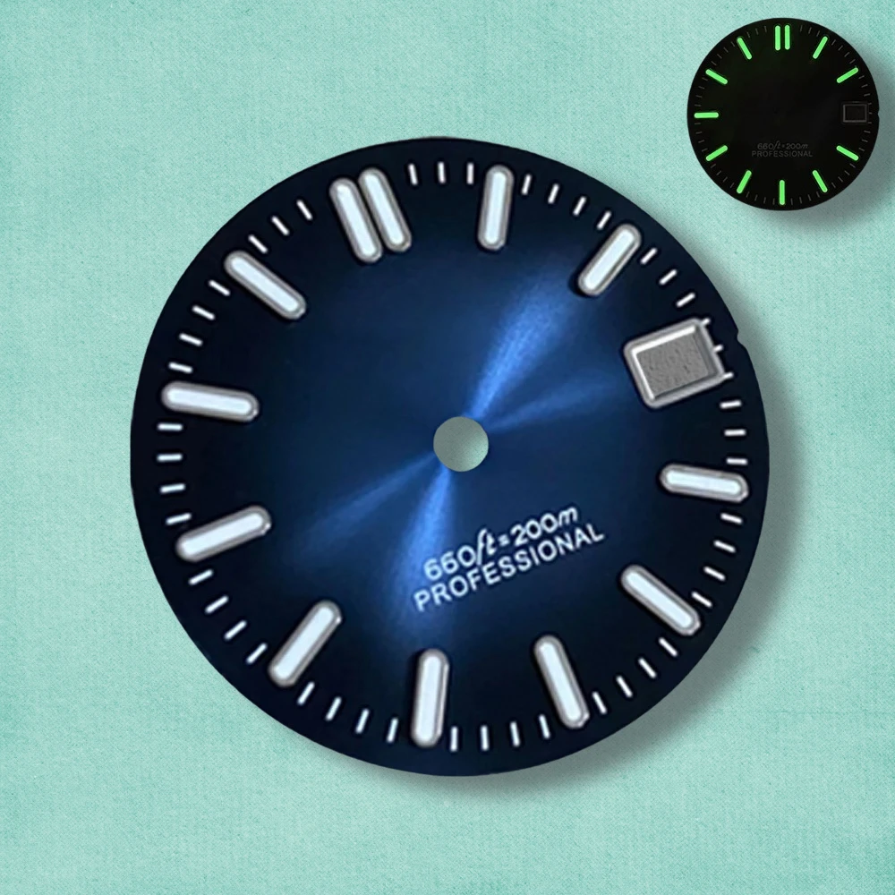 28.5 مللي متر جودة عالية S شعار NH35 التدرج أشعة الشمس الهاتفي صالح NH35/NH36 حركة الأخضر مضيئة NH35 اكسسوارات