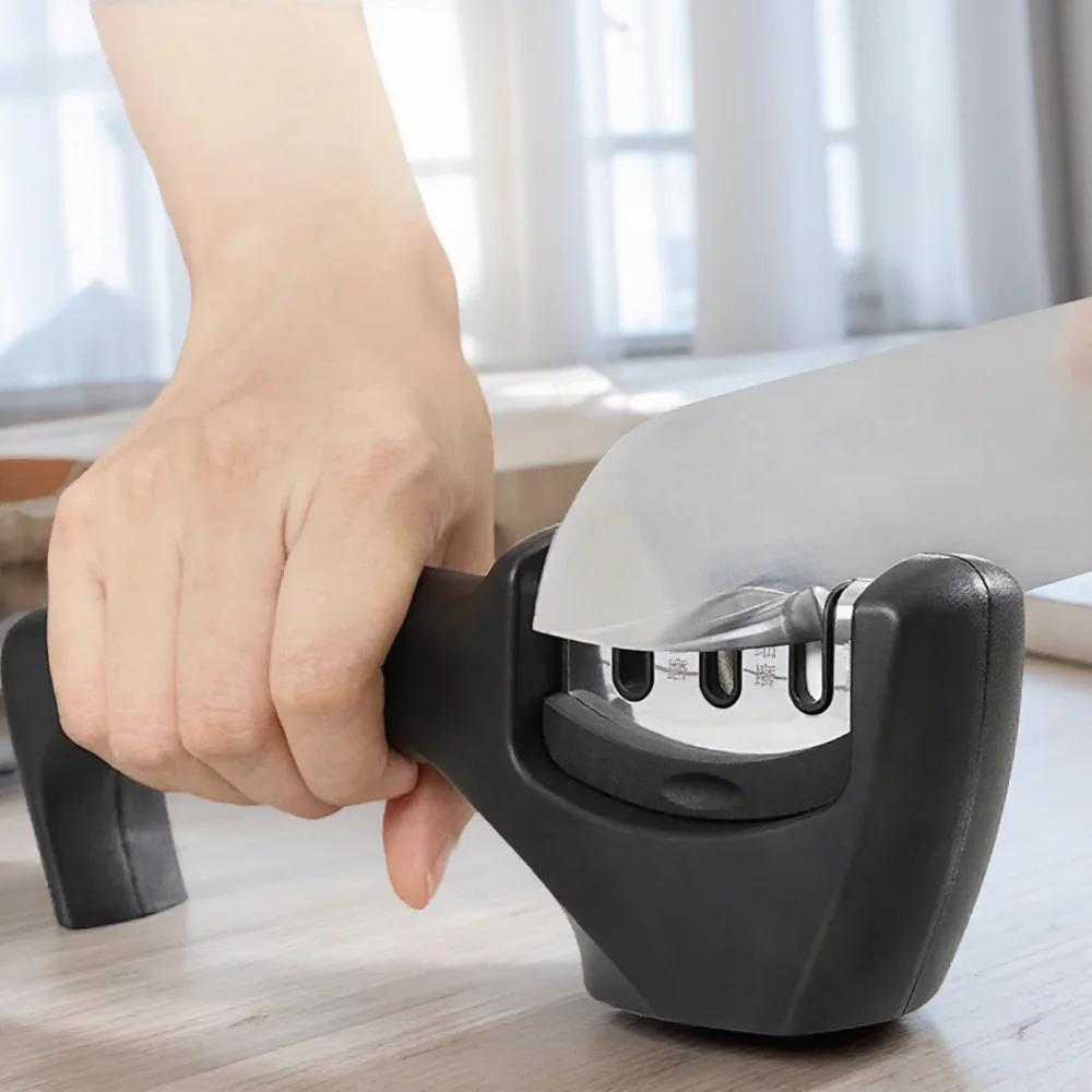 

Профессиональная точилка для ножей, 3-ступенчатая кухонная точилка, вольфрамовый алмазный керамический инструмент, точильный камень, шлифовальный станок для ножей