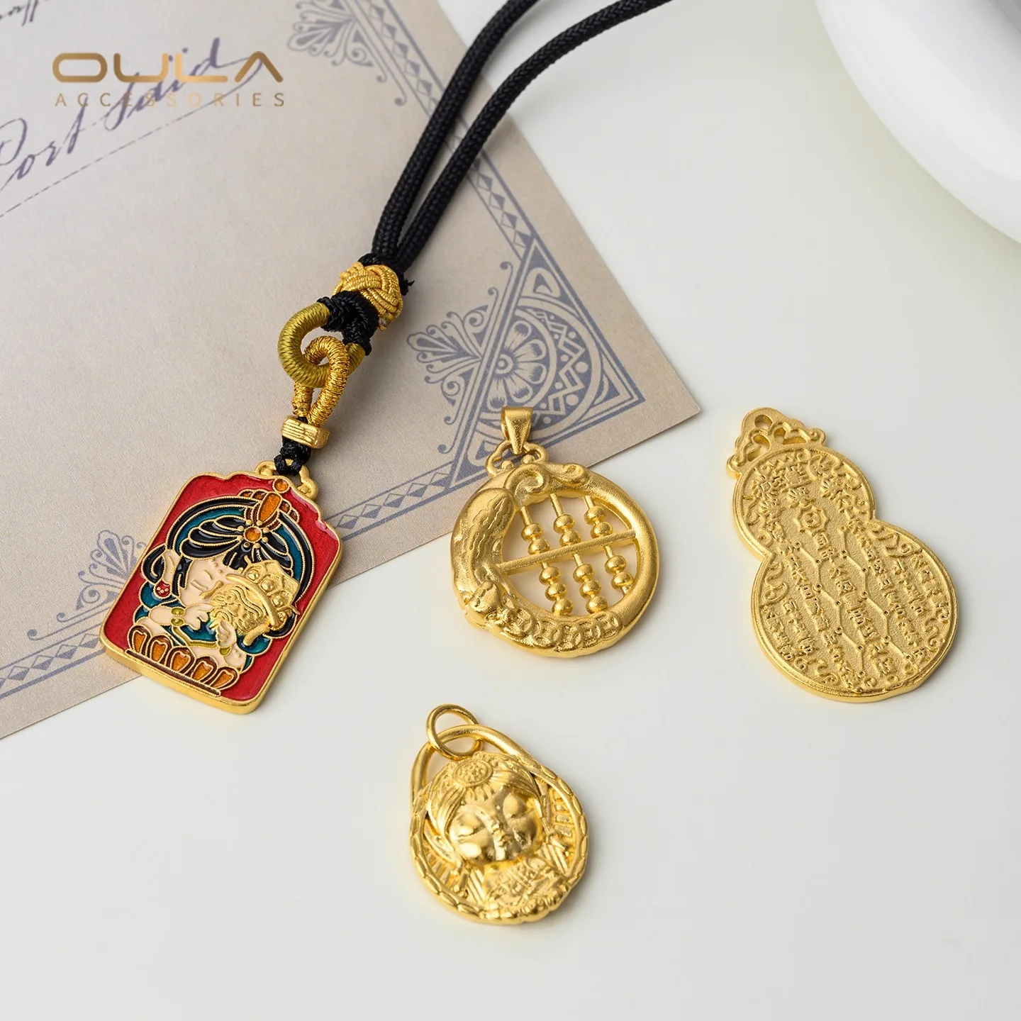 1pcs Vietnamese Shajin Round Brand Rectangular Gourd Pendant, Handcrafted Diy Beaded Rope Hand Necklace Accessory