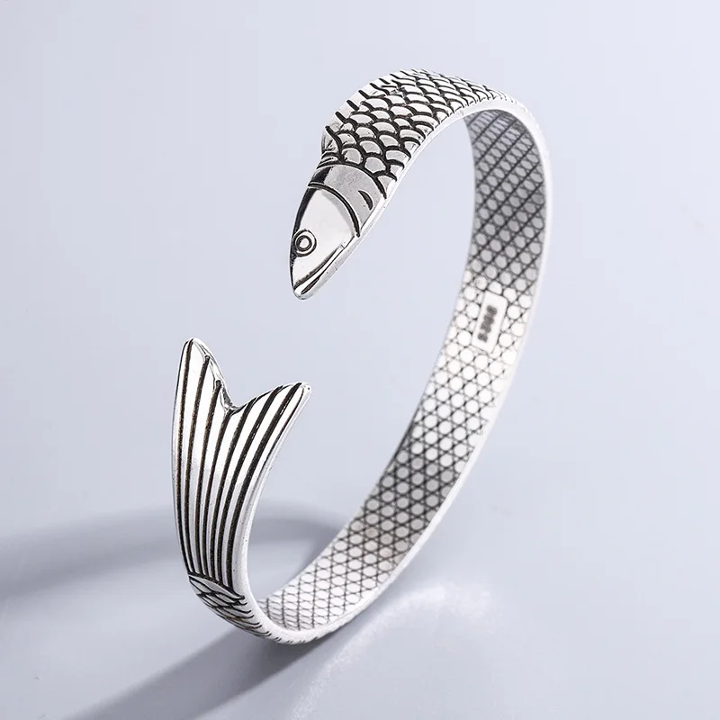 Nowa kreatywna moda Osobowość Lucky Fortune Transfer Dragon Bransoletki 925 Sterling Silver Biżuteria Rybne bransoletki TYB110