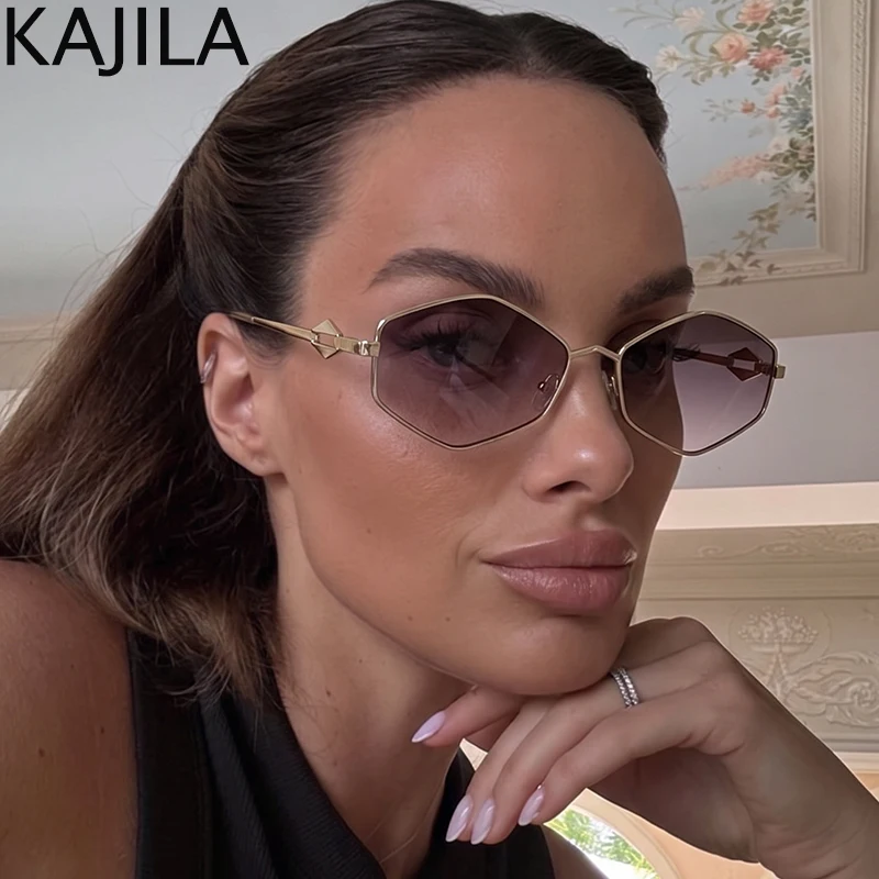 Steampunk Geometric Hexagon Sunglasses Women 2026 Luxury Brand Metal Frame Polygon Sun Glasses For Ladies Vintage Rhombus Shades