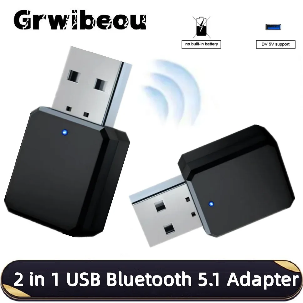 Bluetooth 5.1 Adapter Wireless Audio Transmitter & Receiver - 3.5mm AUX/USB Car Kit for PC/TV/Speaker Wireless Bluetooth Adapter