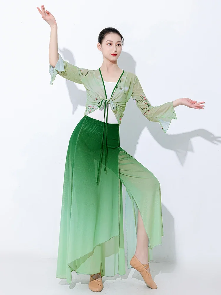 Costumi di danza classica donne sari Body Rhyme Floating danza cinese pratica vestiti donne Fan Dance Performance abbigliamento