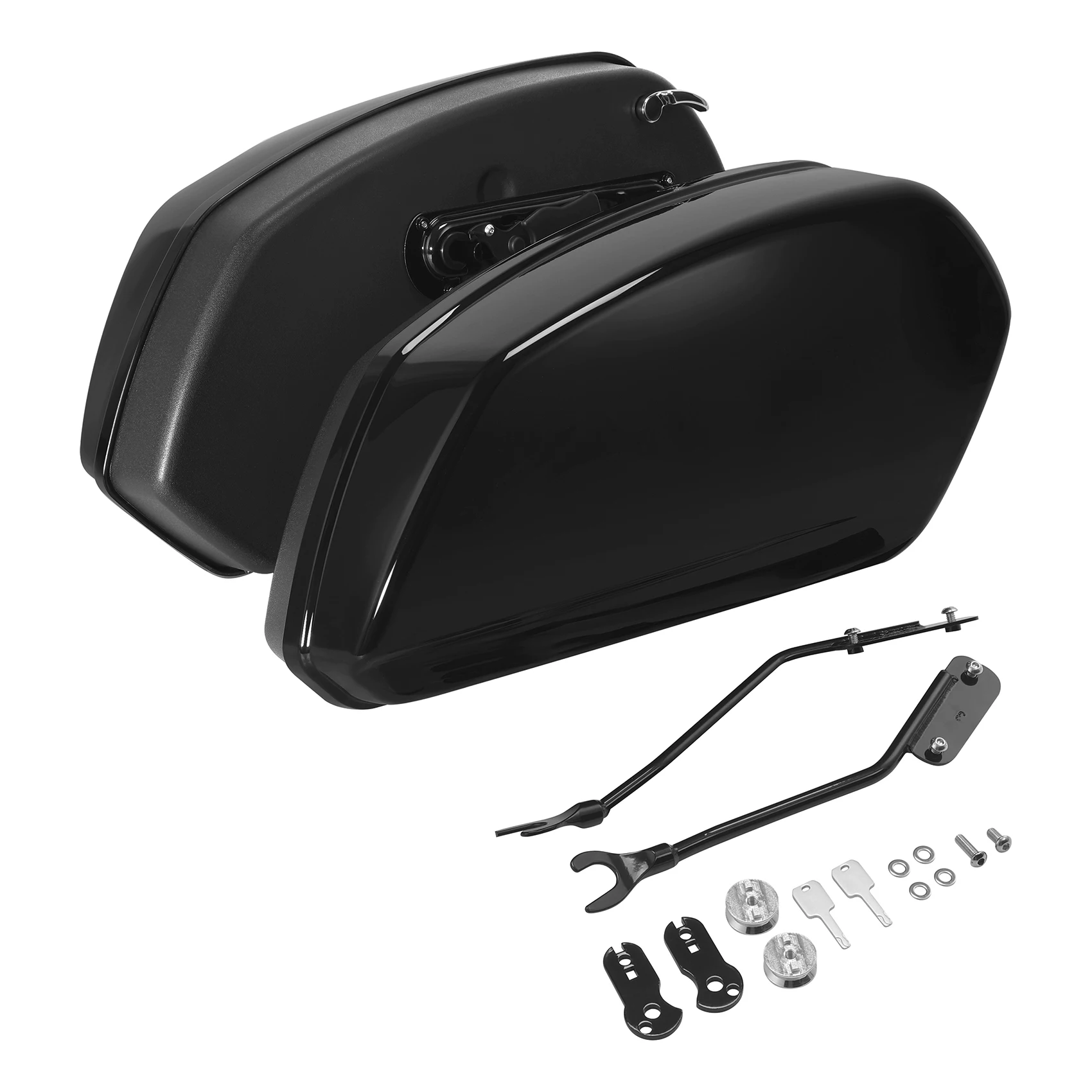 Vivid Black Hard Saddlebags Fit For Harley Fat Boy Breakout FXBR FLFB 2018-2024 2023 Motorcycle Luggage Carrier
