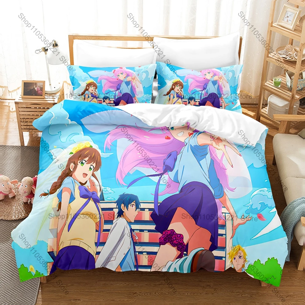 Cool Romantic Anime More Than a Married Couple Three Piece Bedding Set Zipper Pillowcase Bedroom Decor Gift No Inner Core