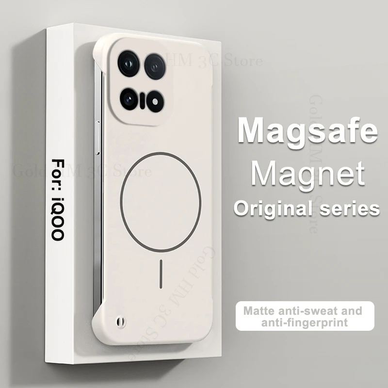 

Skin Feel Matte Frameless Tough Case For vivo iQOO 15 13 12 Pro Wireless Charger For Magsafe Borderless Cover iQOO Z10 Turbo Pro