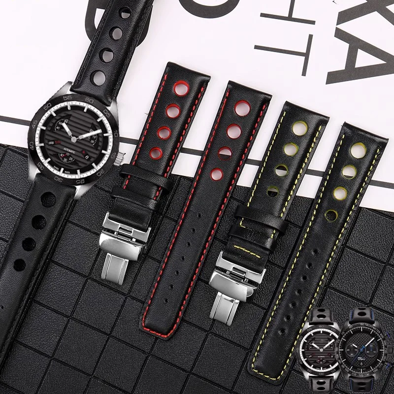 20mm Genuine Leather For Tissot 1853 Sports Watchband Racing PRS516 T91 T044430A 1853 Top layer cowhide chopin strap accessories