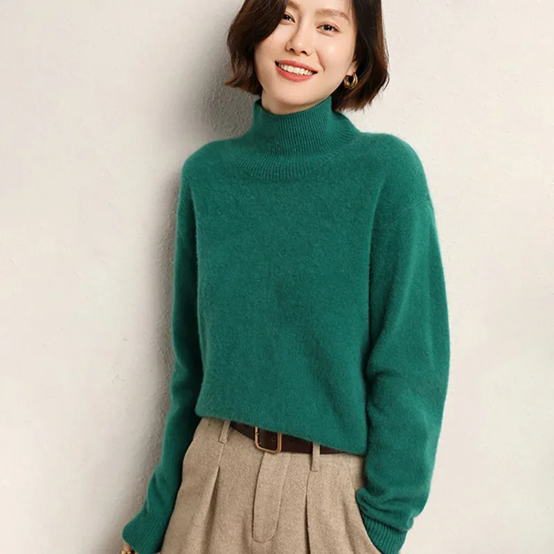 Tailor Sheep Autumn Winter 100% Pure Cashmere Sweater Turtleneck Women\'s High Quality Warm Female Loose Thicken Knitted Jumper