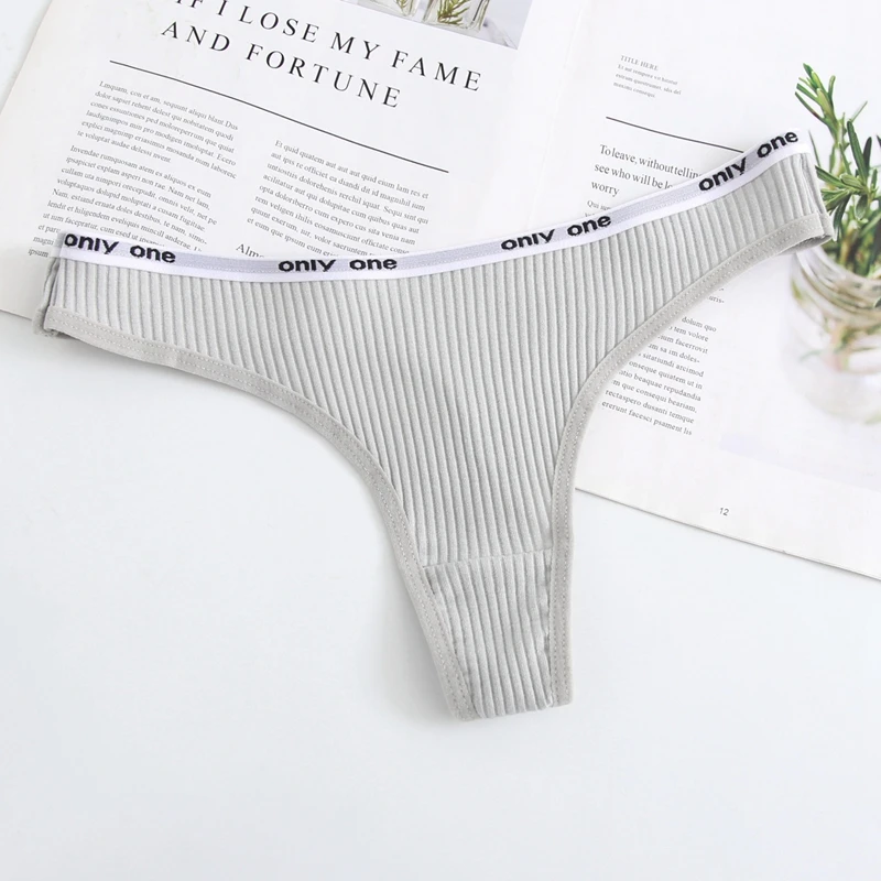 Plus Size Cotton Sexy Low Waisted Thong Letter Women Underwear Elastic Comfortable Solid Color Breathable Sports Panties XL-4XL