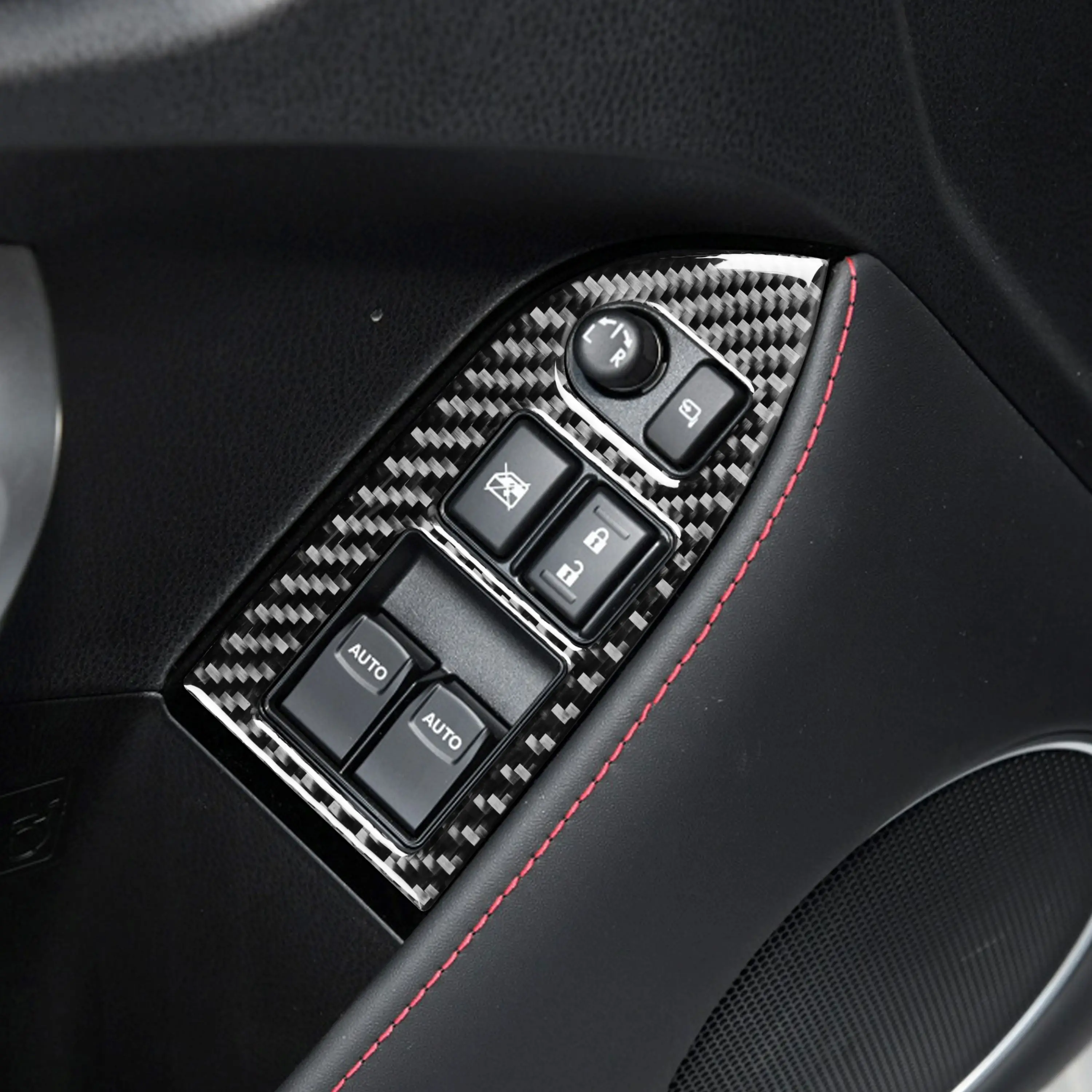 Real Carbon Fiber Car Accessories Window Lift Control Decorative Cover Soft Sticker For Subaru BRZ Toyota 86 GT86 2017 2018 2019