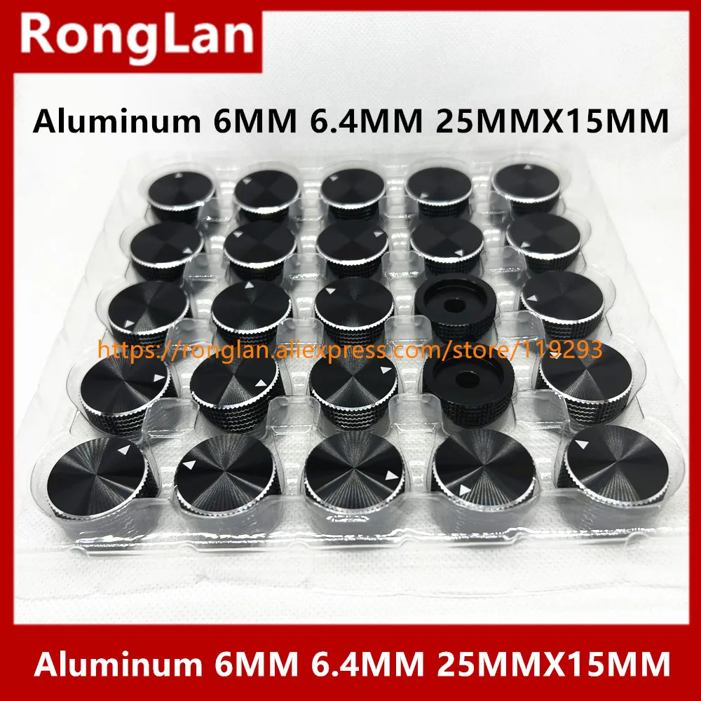 [BELLA]All aluminum black  potentiometer knob cap diameter holes were 6MM 6.4MM 25MMX15MM--50PCS/LOT