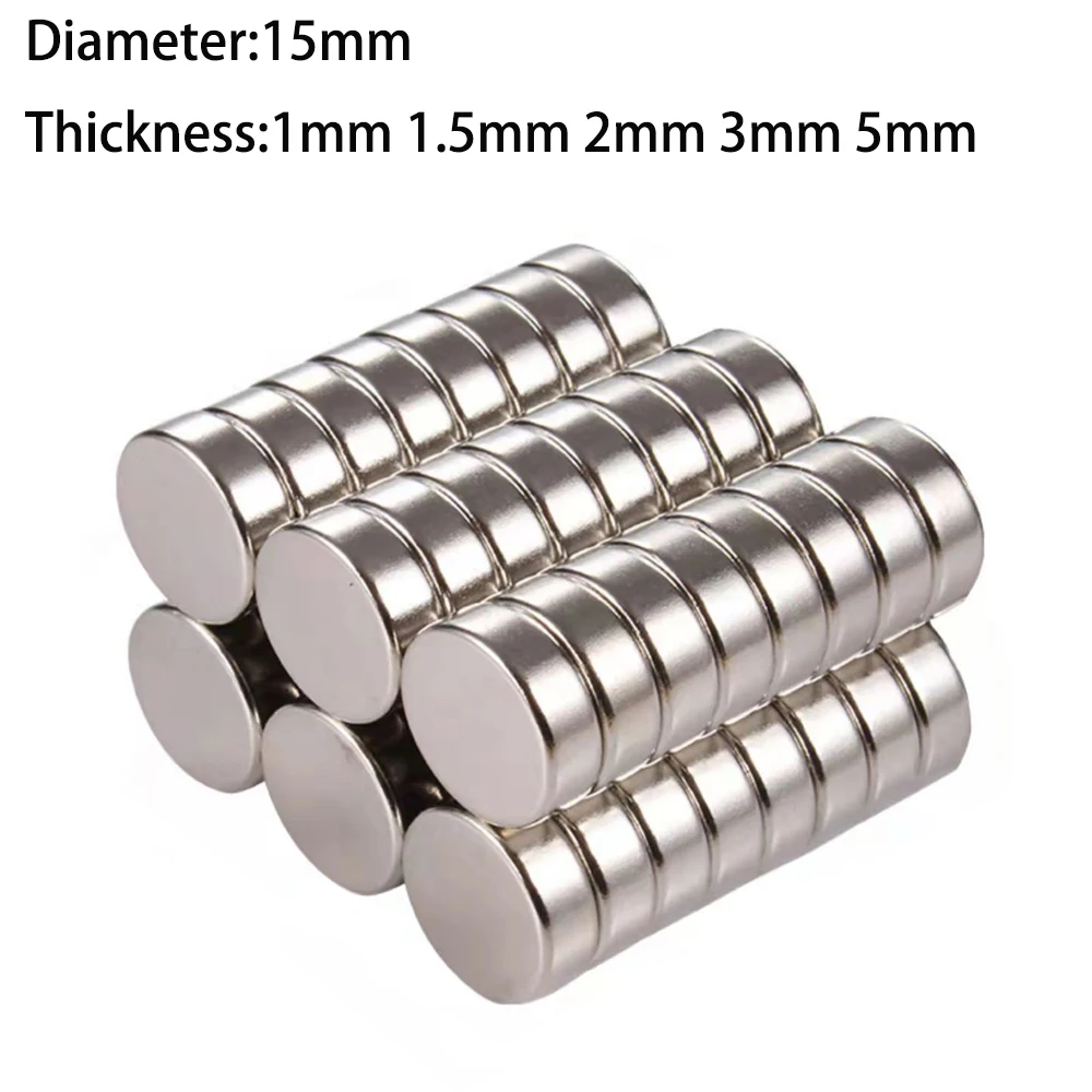 5Pcs 15x1 15x2 15x3 15x5mm Neodymium Magnets Round Disc Blocks Rare Earth Magnet Permanent Magnetic High Quality Magnetite