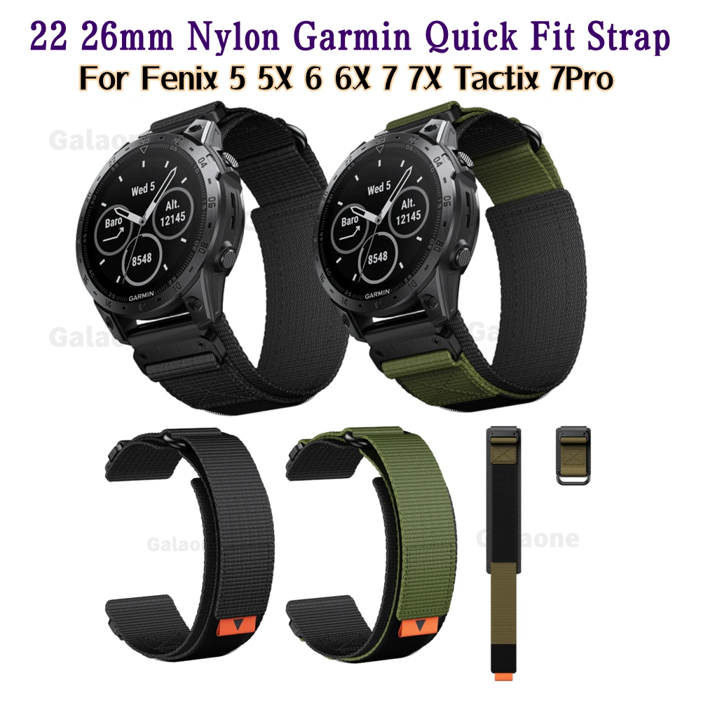 

Ремешок нейлоновый для Garmin 5Plus 6 7, удобный браслет для наручных часов, незаменимый ремешок для часов Fenix7X/5X/5xplus/6X/6xpro, 22 26 мм