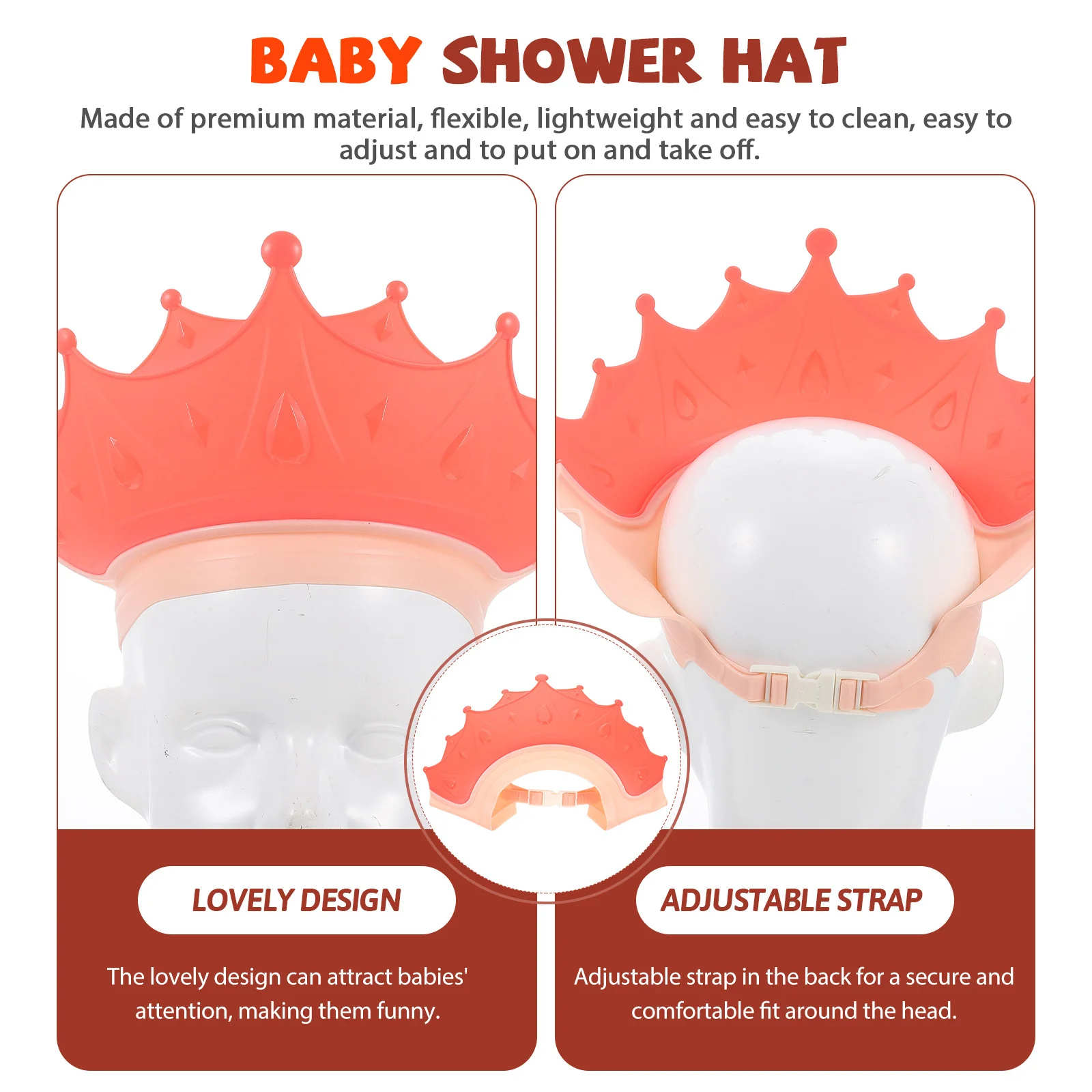 

Baby Bathing Hat Flexible Waterproof Kids Hair Wash Hat Adjustable Lightweight Shower Cap Baby Hair Washing Portable