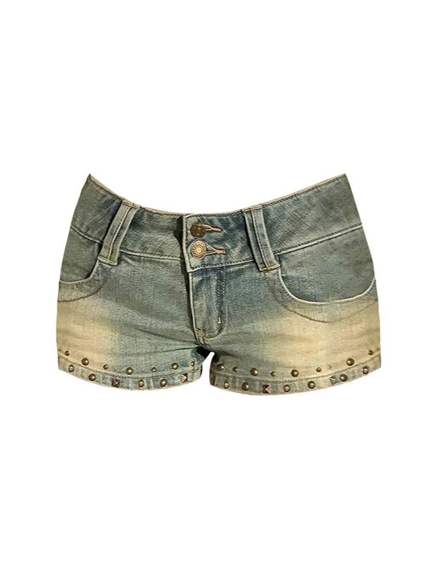 Women Blue A-line Denim Shorts Mini Cowboy Shorts 2000s Harajuku Vintage Y2k Nightclub Hot Micro Jean Short Pants Clothes Summer