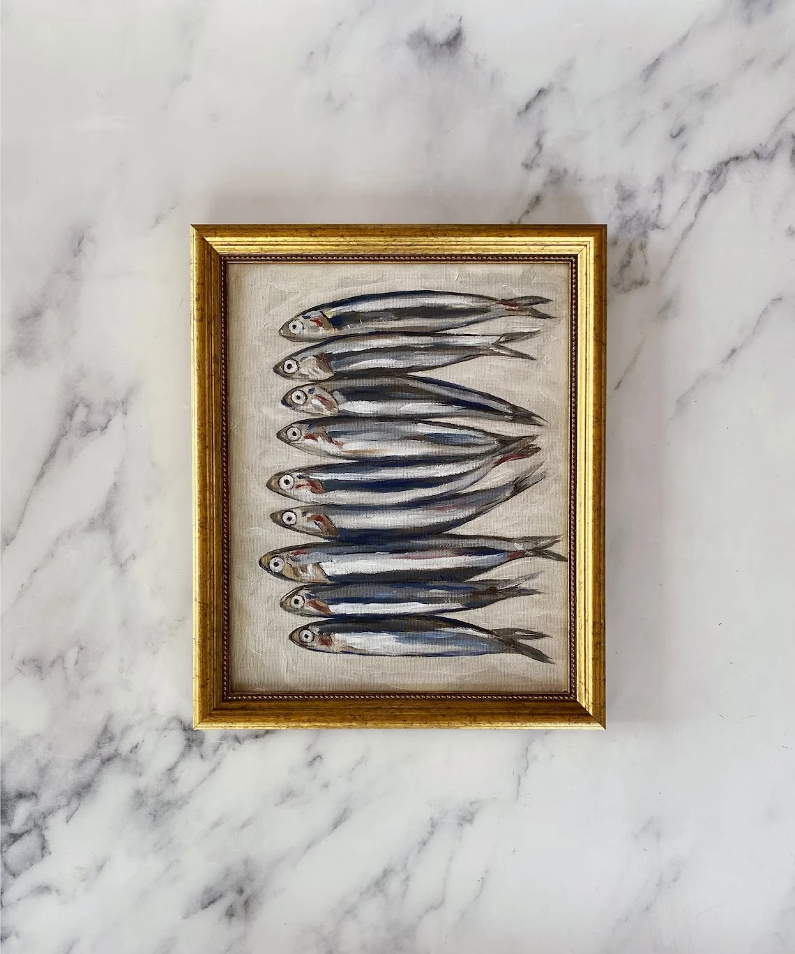 SARDINES Wall Art Print Unframed Canvas Printed Oil Painting Still Life Sardine Poster French Kitchen Restaurant Fish Decor