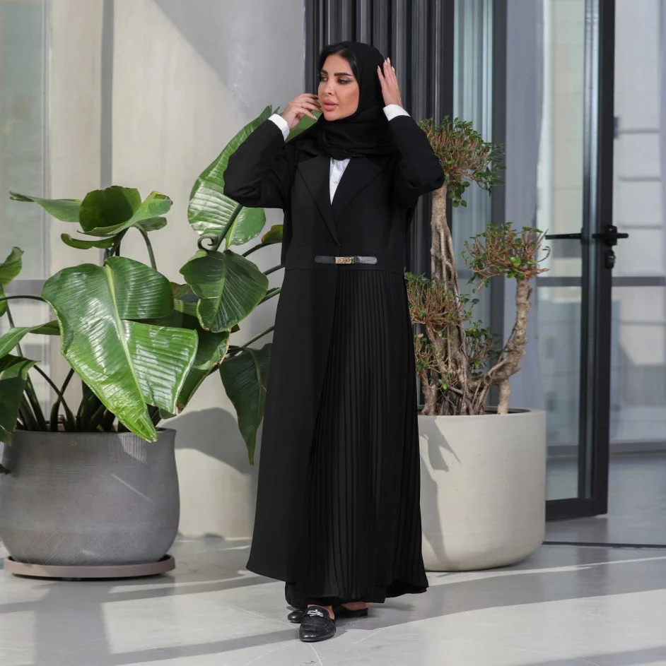 Abaya Strickjacke Robe Plissee Plissee Mantel Muslimische Arabische Kleidung Mode Frauen Kleidung Outwear