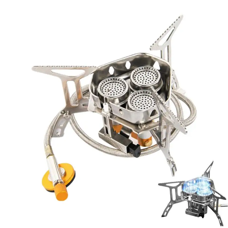 Camping Stove Burner 6800W Portable Three-Burner Camp Stove Gas Stove Cookware Portable Furnace Picnic Barbecue Tourism Supplies