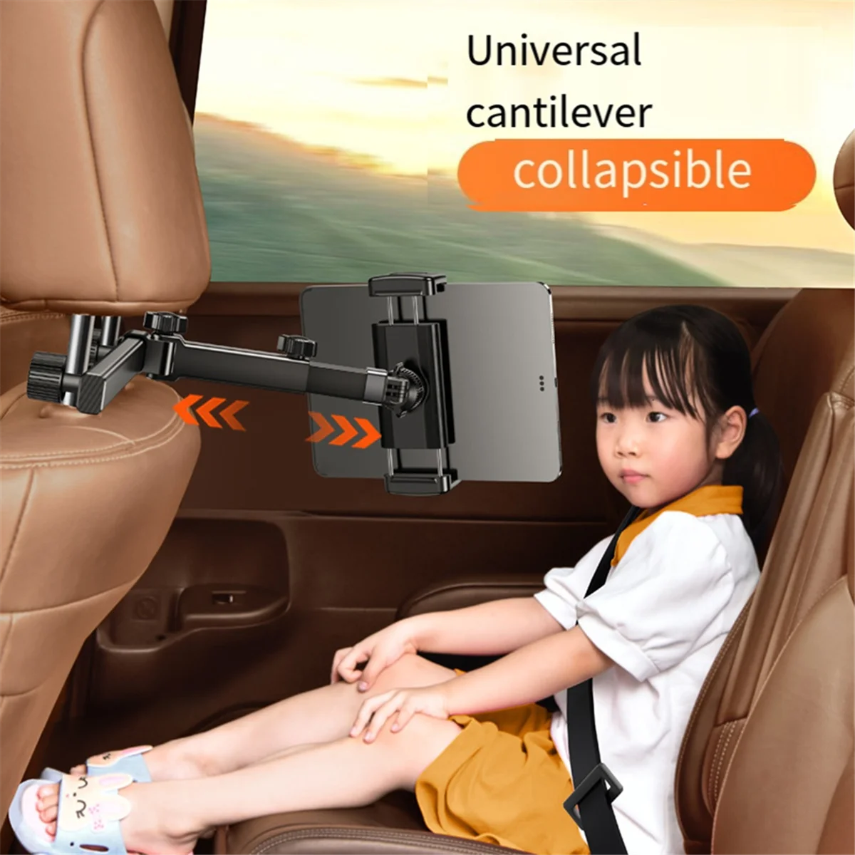 

#65H Office Products,Retractable Car Rear Tablet Holder, for Headrest in the Car,Black