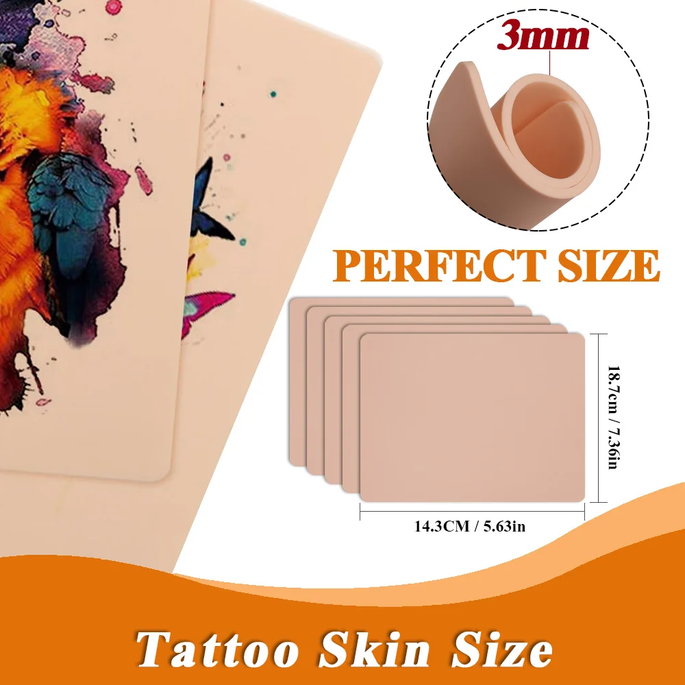 15/10/8/5/3/1pcs 3MM Tattoo Practice Skin Double Sides Silicone Fake Skin Big Blank Tattoo Beginner Training Skins Accessories