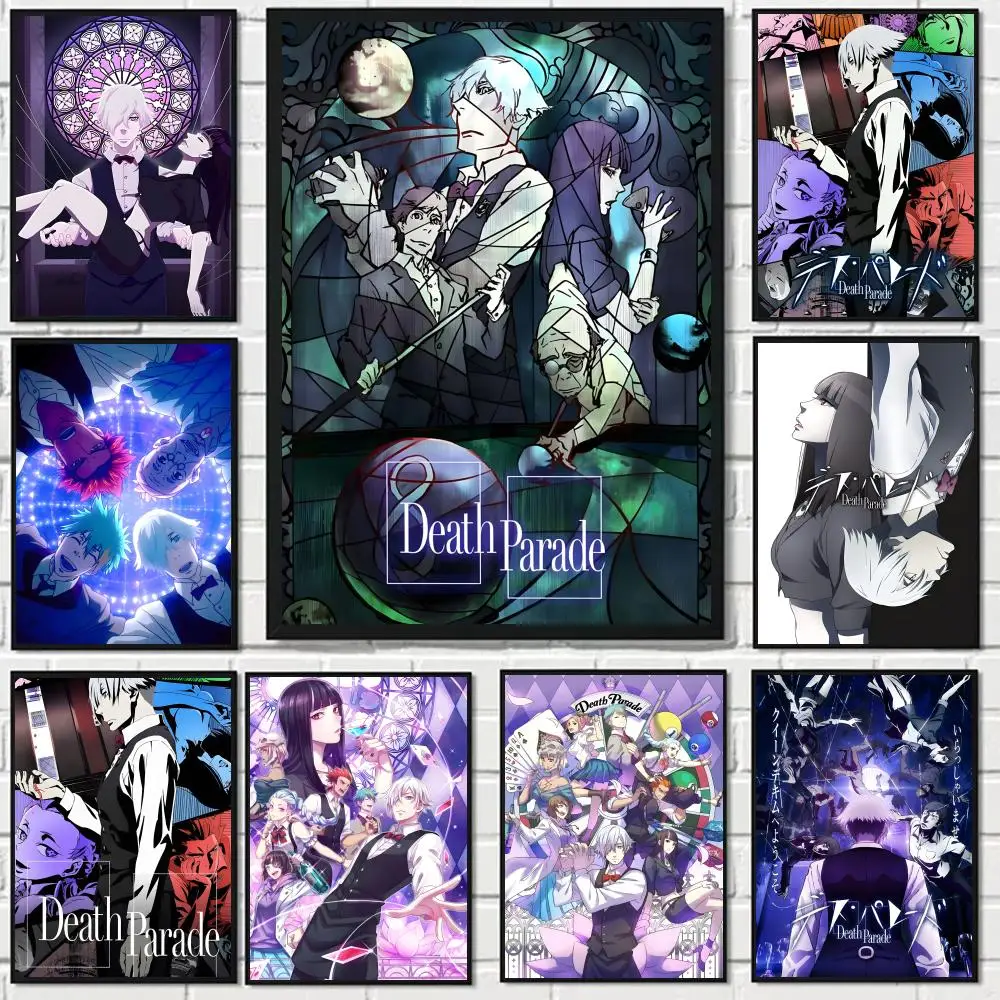 Death Parade Poster, HD-Kunst, selbstklebende Wanddekoration, wasserfest, für Zuhause, Wohnzimmer, Schlafzimmer, Bar, ästhetische Dekoration