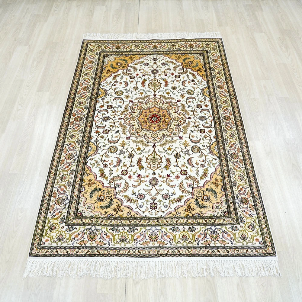 122x183cm Handmade Silk Carpet Vantage Elegant Hand Knotted Turkish Silk Rug (LH1059B)